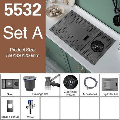 Asras Nano Black Small Size Sink Cup Washer