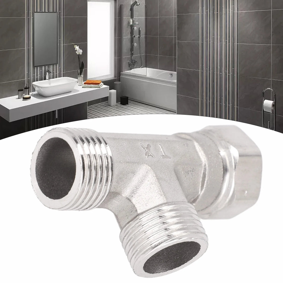 G1/2 Way T-Adapter Bathroom Shower Faucet Water Splitter