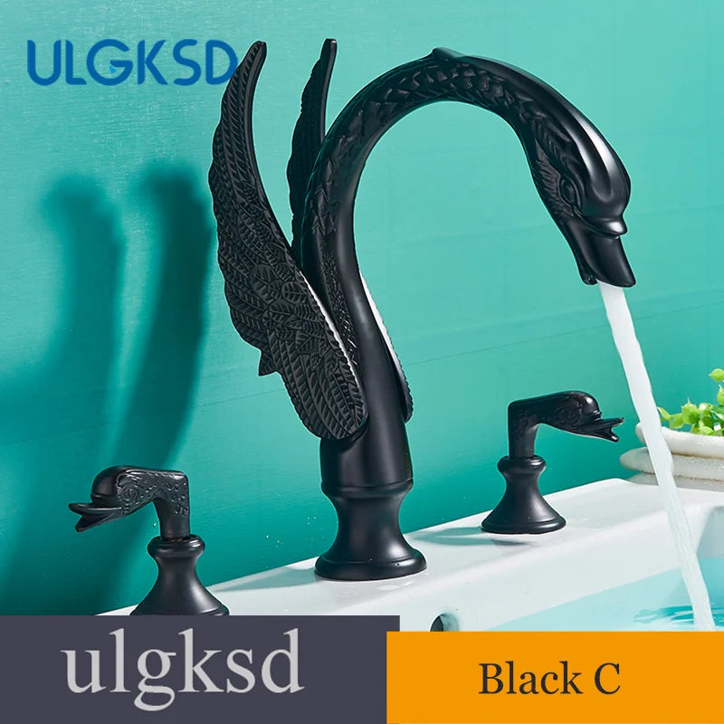 Golden Bathroom Faucet Swan/Bird Shape Basin Faucet Tap
