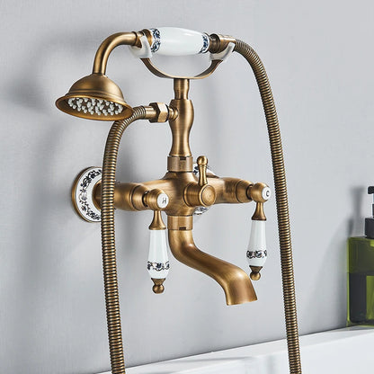 Retro Antique Brass Black Bronze Bathtub Shower Faucets