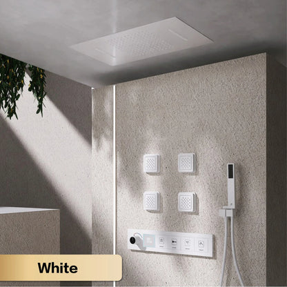 Gun Gray Brass Ceiling Constant Temperature Shower System