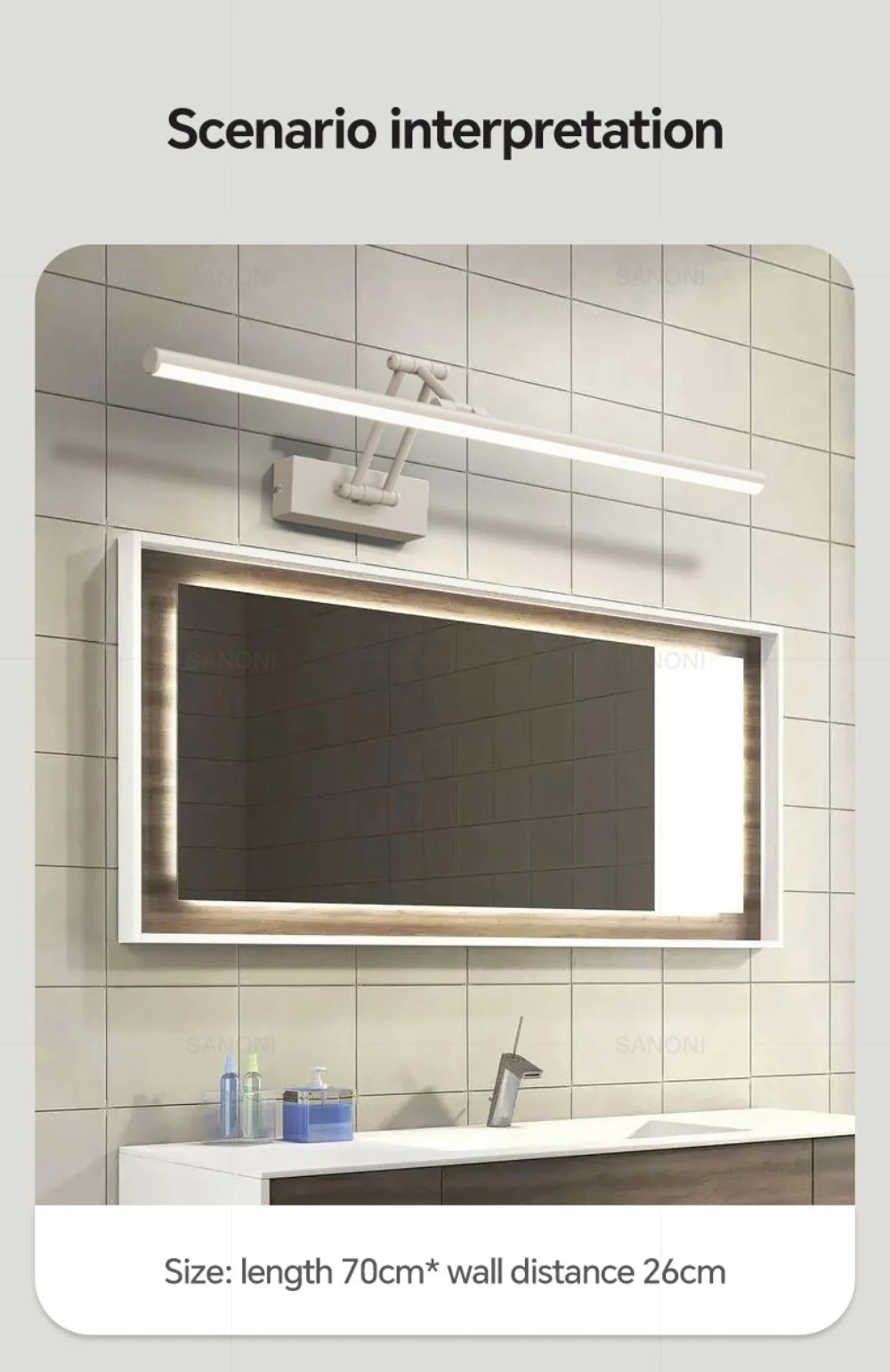 Modern Led Wall Lamp Bathroom Mirror Lamp Retractable