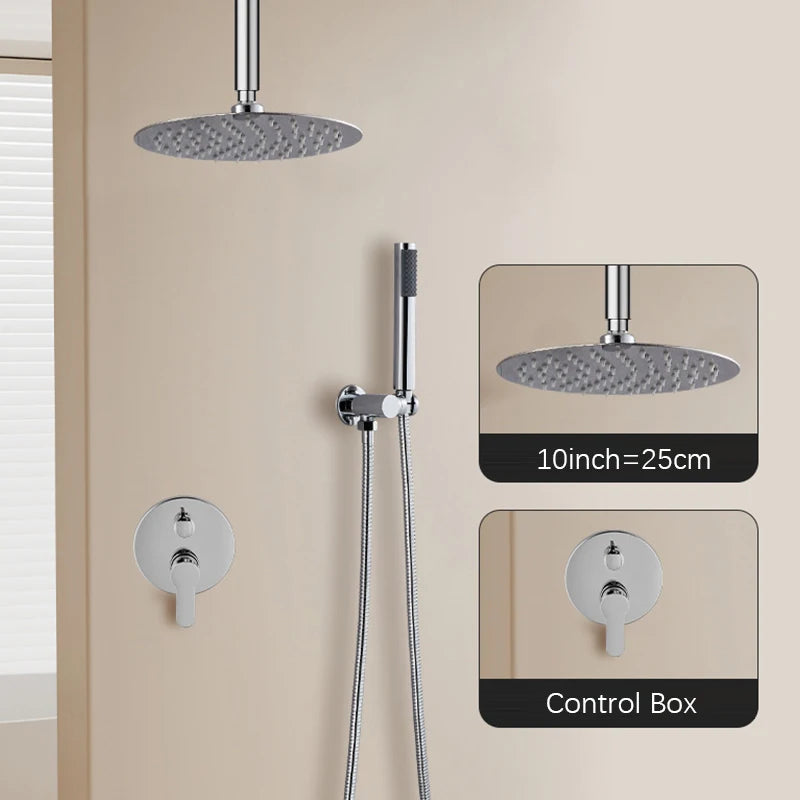 Black Brass Shower System Rain Shower Faucet Bathroom