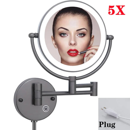 Brushed Gold Led Folding Touch Bathroom Mirrors Of