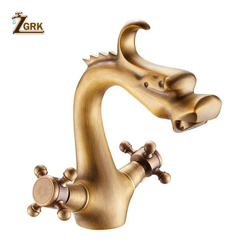 Zgrk Chinese Dragon Basin Faucet Bathroom Deck Mounted