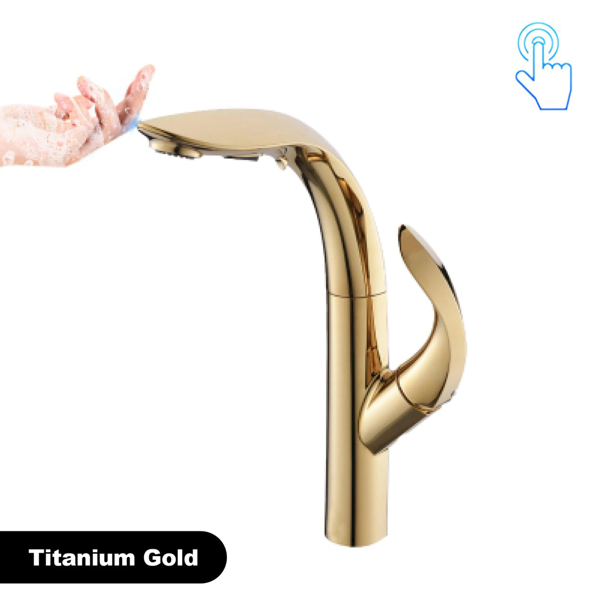 Luxury Brass Gold Touch Switch Faucet Pull-Out Design