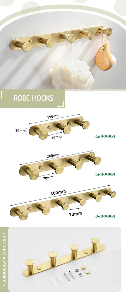 Brushed Gold Wall Mount Shelf Toilet Bath Hardware