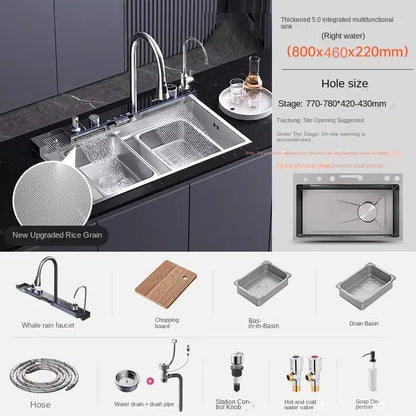 Customized 1000x500mm Silver Smart Stainless Steel Sink Waterfall
