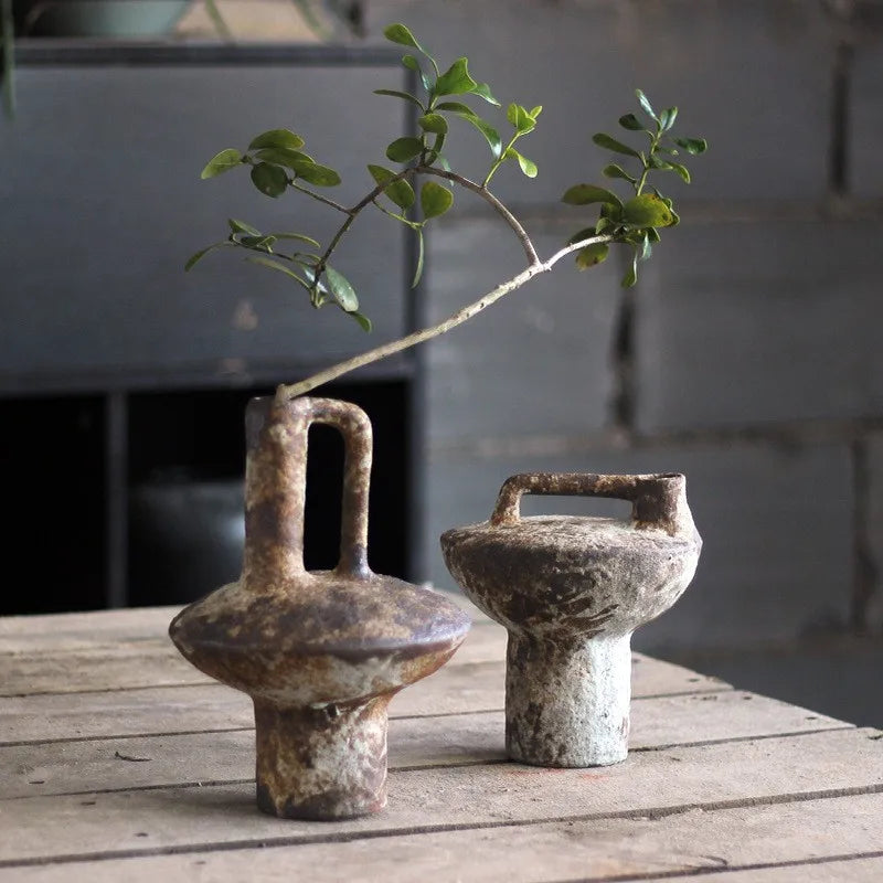 Wabi Sabi Style Ceramic Vase Retro Dried Flowers
