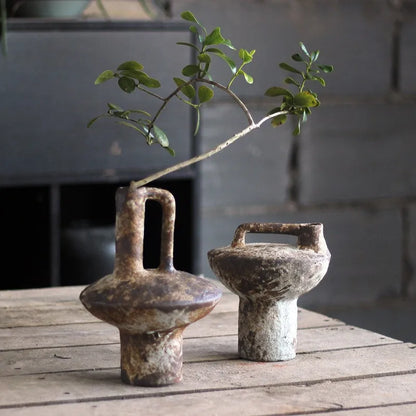Wabi Sabi Style Ceramic Vase Retro Dried Flowers