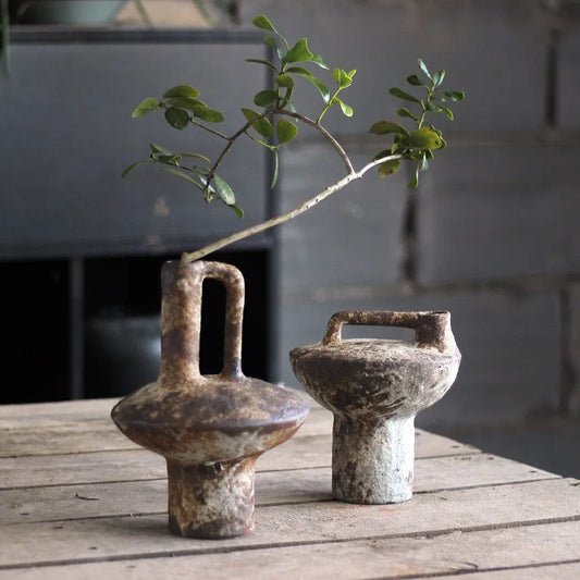 Wabi Sabi Style Ceramic Vase Retro Dried Flowers