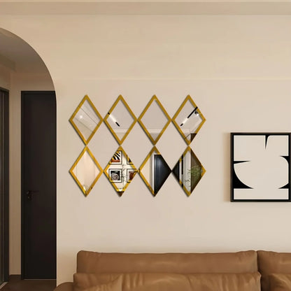 1/8pcs Geometric Rhombic Combined Shape Bathroom Acrylic Wall