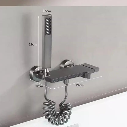 Tuqiu Gray Bathtub Shower & Cold Black Bathroom