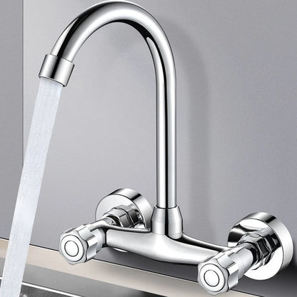 Wall Mounted Mixer Tap Double Handle Faucet Cold