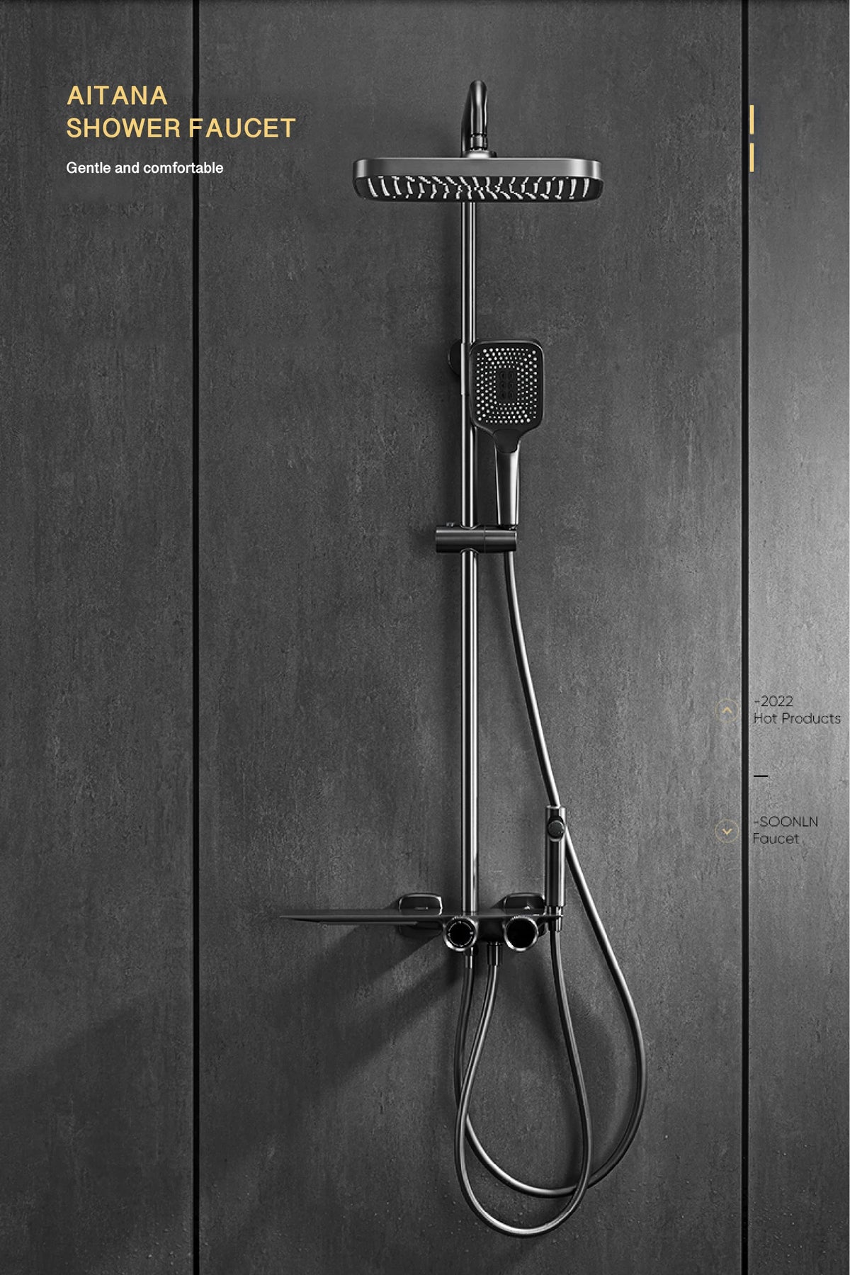 Luxury Gun Gray Brass Bathroom Shower System Digital