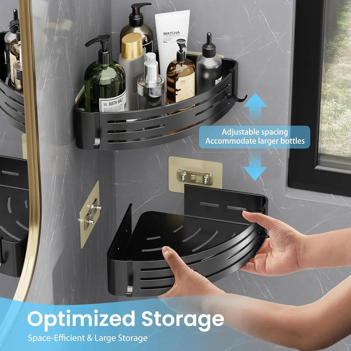 Corner Shower Caddy Adhesive Drilling Installation Options