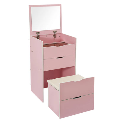 Makeup Vanity Table Drawers Dressing Table Foldable Mirror