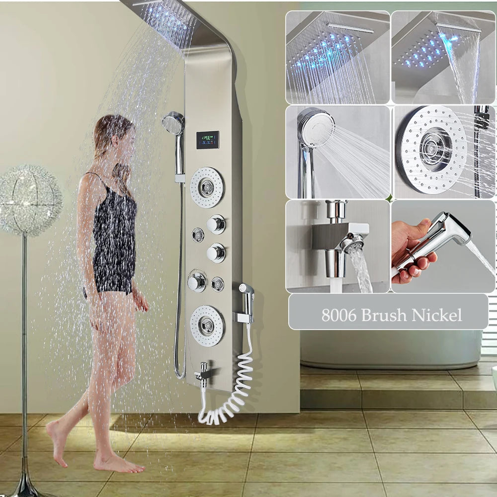 Led Shower Panel Six Functions Waterfall Shower Panel
