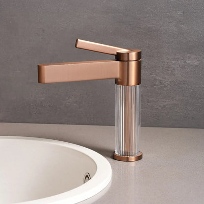 Yellow Bathroom Basin Faucet Acrylic Brass Cold Water