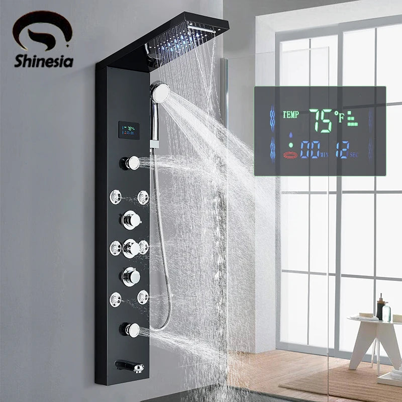 Shinesia Led Shower Panel Waterfall Rain Digital Display