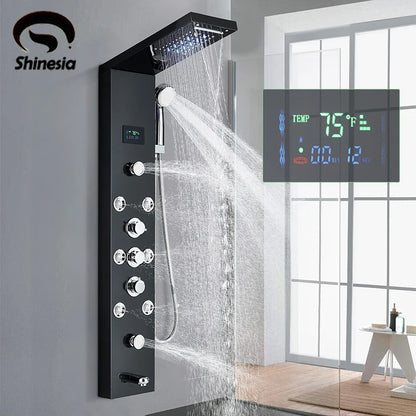Shinesia Led Shower Panel Waterfall Rain Digital Display