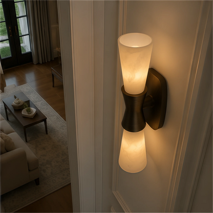 Brass Marble Wall Light Alabaster Wall Sconce Led