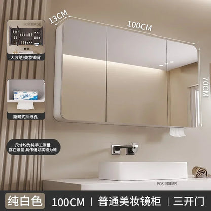 Minimalist Modern Arc-Shaped Smart Bathroom Mirror Cabinets
