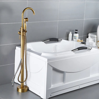 Kemaidi Antique Brass Bathtub Shower Faucet Floor Standing