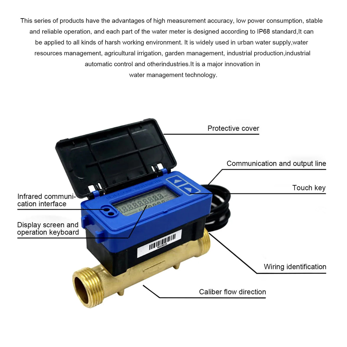 Digital Ultrasonic Water Meter Rs485 Remote Transmission Flow