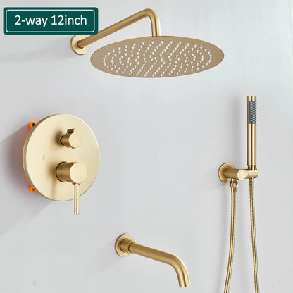 Gold Brushed Shower Faucets 2/3 Way Concealed Shower