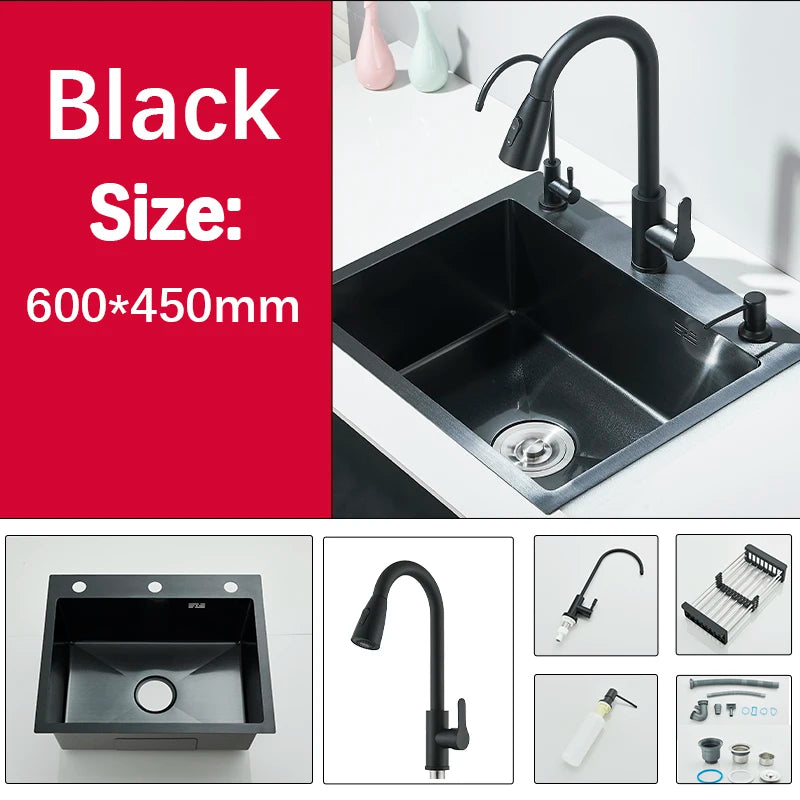 304 Stainless Steel Black/Brushed Nickel Sink Waterfall Faucet
