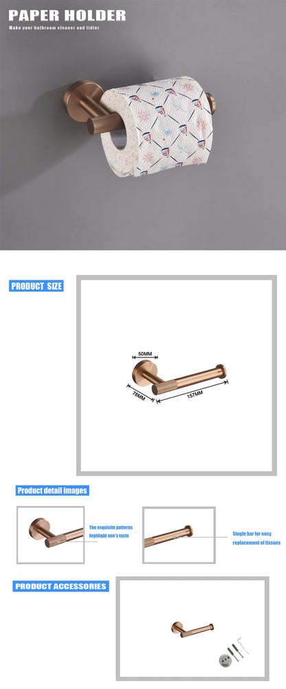 Brushed Rose Gold Toilet Brush Holder Toilet Paper