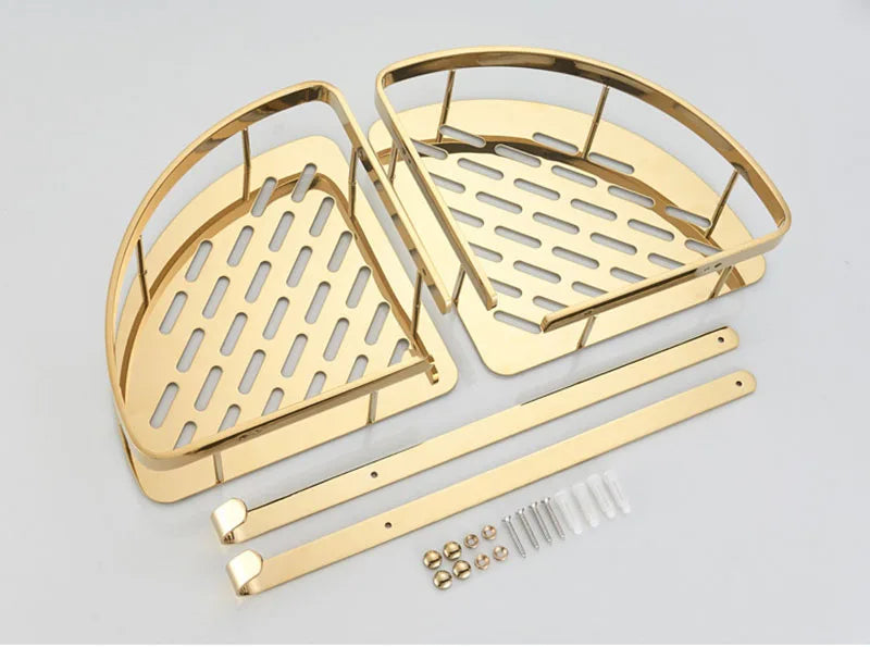 Bathroom Shelf Rose Gold Corner Shelf Shampoo Brass