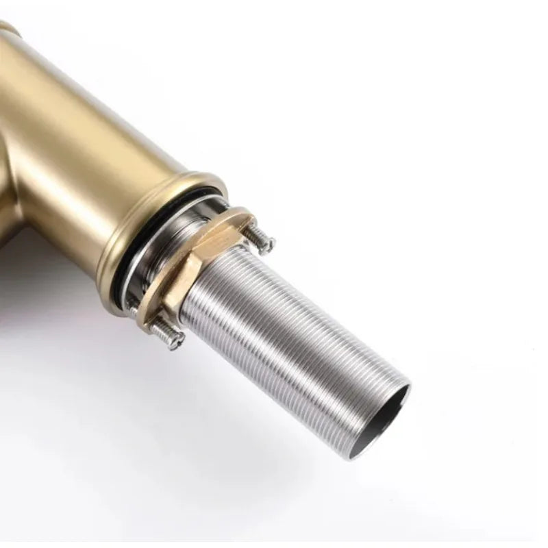 Brushed Gold Pull Out Faucet Sink Mixer 360