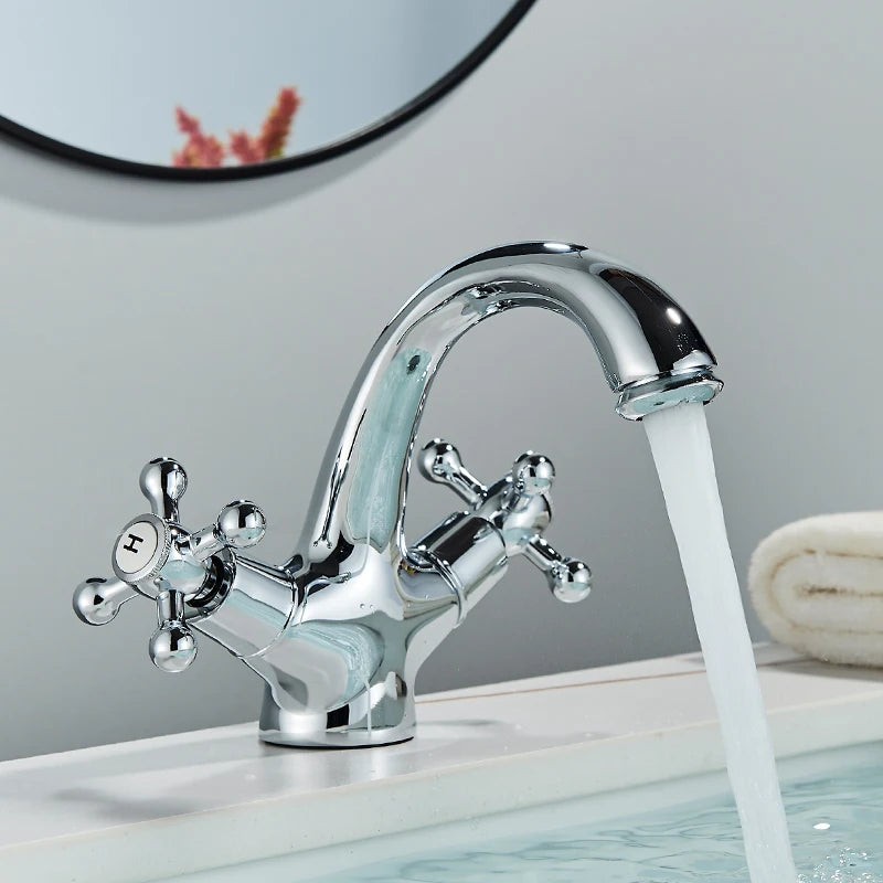 Deck Install Antique Brass Basin Faucet Bathroom Basin