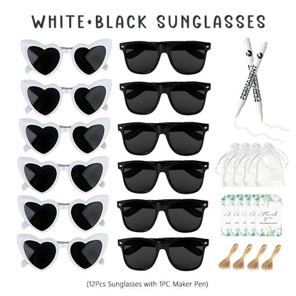 12-100pcs Wedding Sunglasses Guests Heart Shaped Sunglasses