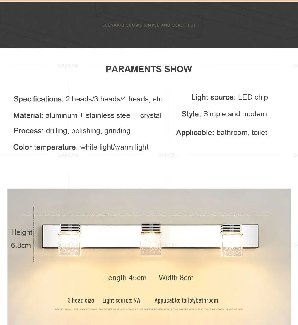 Modern Led Wall Lamp Crystal Sconce Living Dining