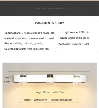 Modern Led Wall Lamp Crystal Sconce Living Dining