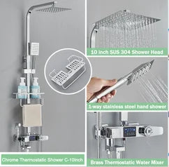 Chrome/Black Thermostat Shower Faucet Ways Bathroom Faucet