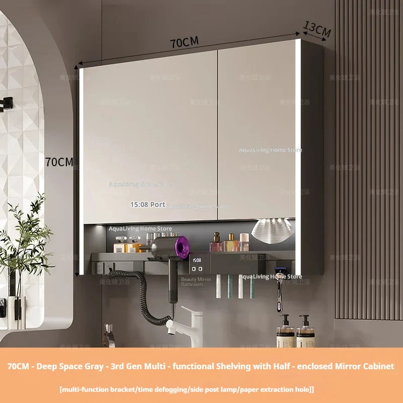 Modern Smart Bathroom Mirror Cabinet Wall-Mounted Vanity Mirror