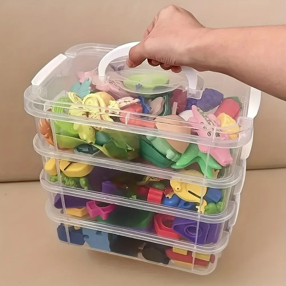 4-Layer Transparent Storage Box Stackable Sorting Box Building