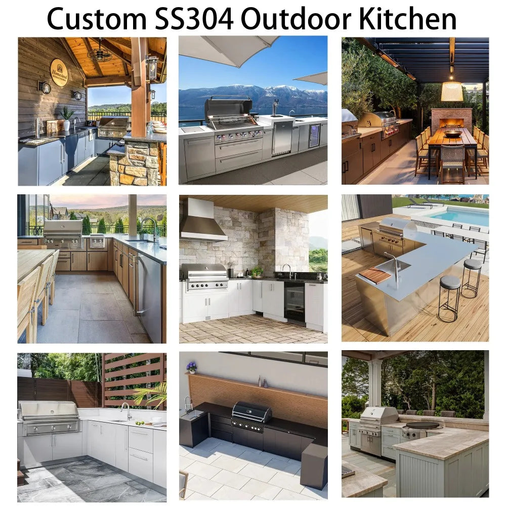 Custom 304 Stainless Steel Outdoor Cabinet Sink Full