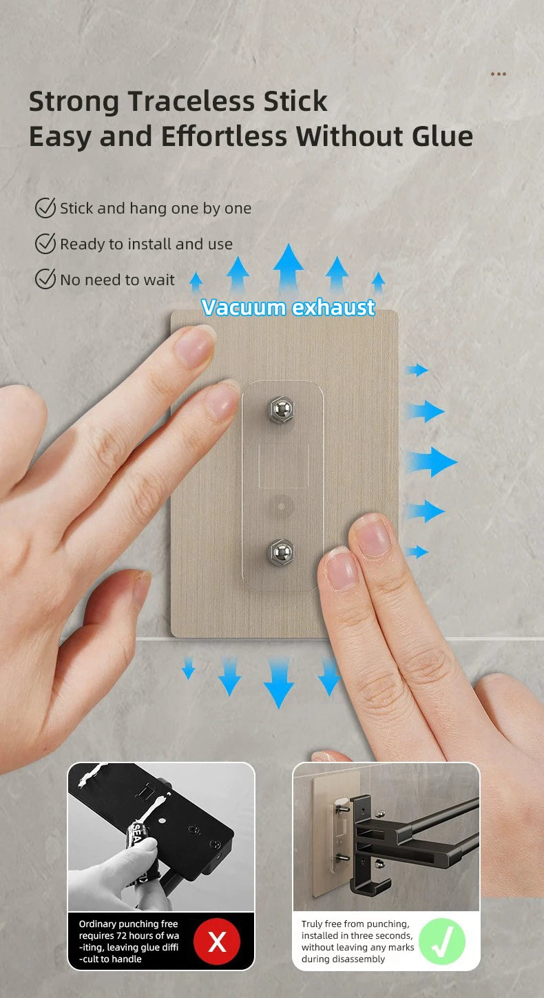 Bathroom Towel Rack Without Drilling Space Aluminum Shower