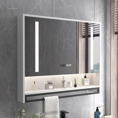 Smart Bathroom Mirror Cabinets Wall-Mounted Backlight Anti-Fog