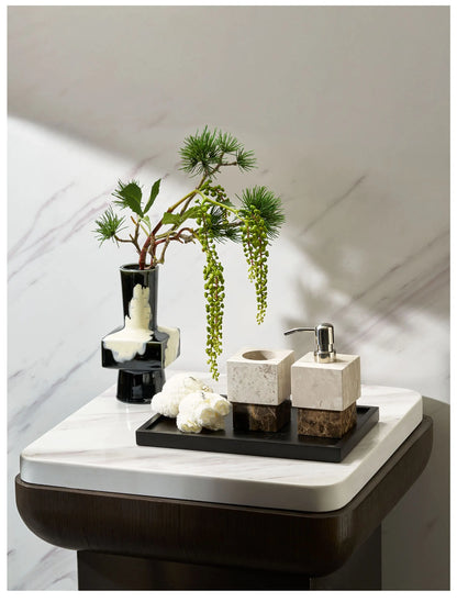 Nordic Color-Blocked Marble Lotion Bottle Aromatherapy Tray
