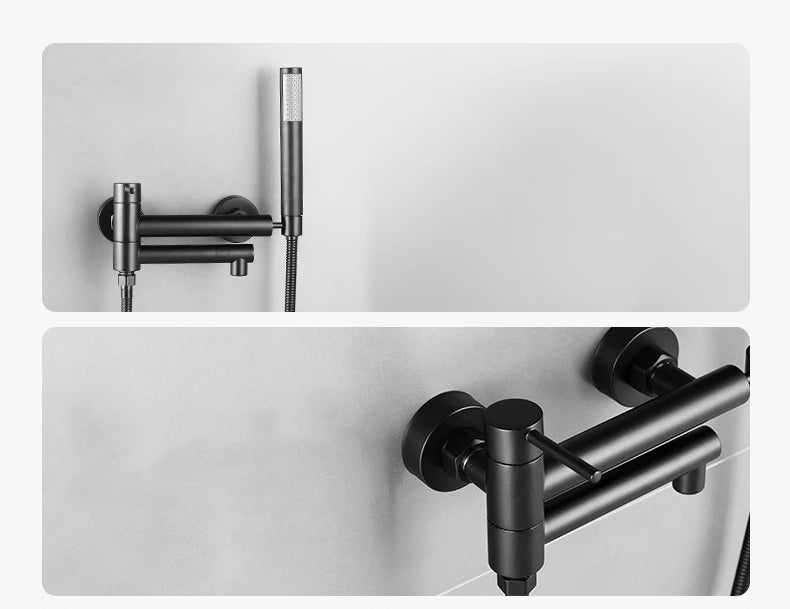 Bathtub Shower Faucet Brass Handle Waterfall Spout Wall