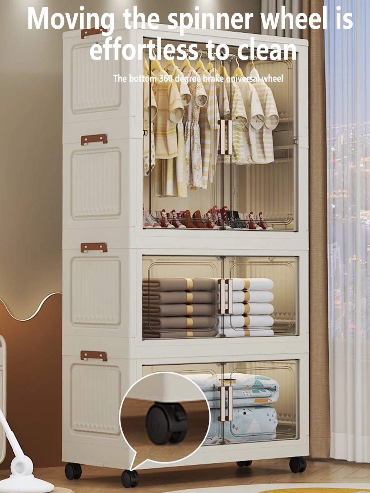 Multi-Functional Folding Storage Cabinet Doors White/Black/Gray