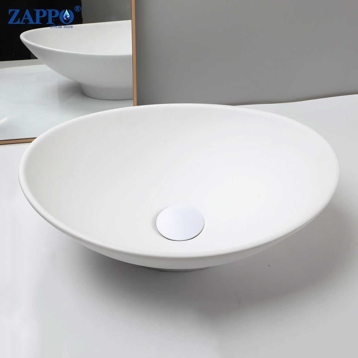 Zappo Oval Stone Resin Vessel Sink Small Black