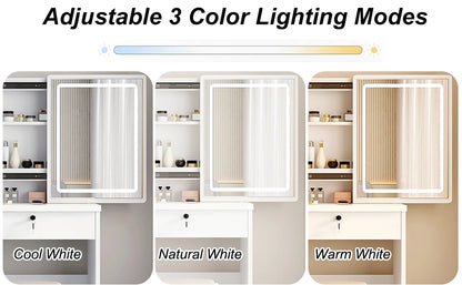 Vanity Desk Makeup Vanity Desk Sliding Mirror Lights
