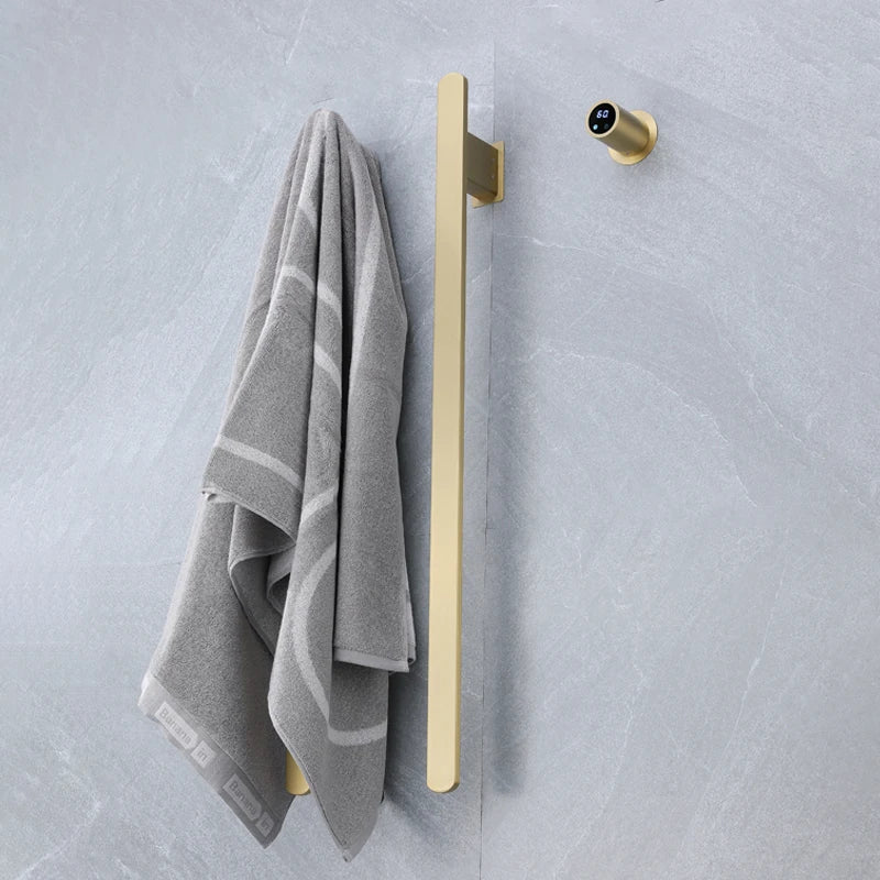 Gray Bathroom Towel Warmer Hidden Wires Electric Heated